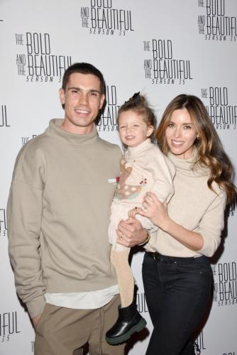 Tanner Novlan with his wife, former B&B star, Kayla Ewell, and their daughter, Poppy.