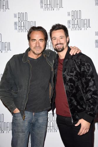 On-screen father and son, Thorsten Kaye and Matthew Atkinson.